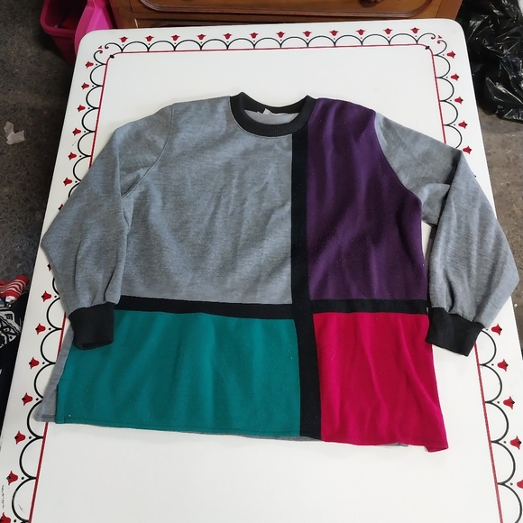 Vtg Alfred Dunner Colorblock Crewneck Sweater - Picture 1 of 4